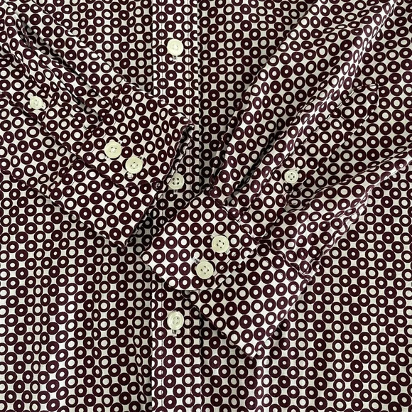 Ben Sherman Casual LS Button Down Cotton Circle Print Shirt Burg + White Sz S - Picture 4 of 9